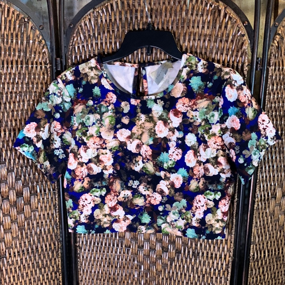 Lavish Alice Floral Crop Top with Zipper on Side Size 12